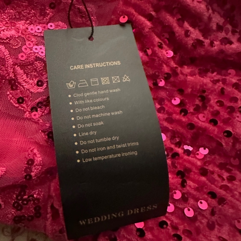 Pink Sequin Formal Mini Dress. New with tags. Barbie pink. Size 4 - Picture 6 of 14